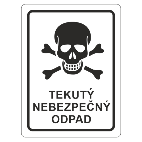 Tekutý nebezpečný odpad samolepka