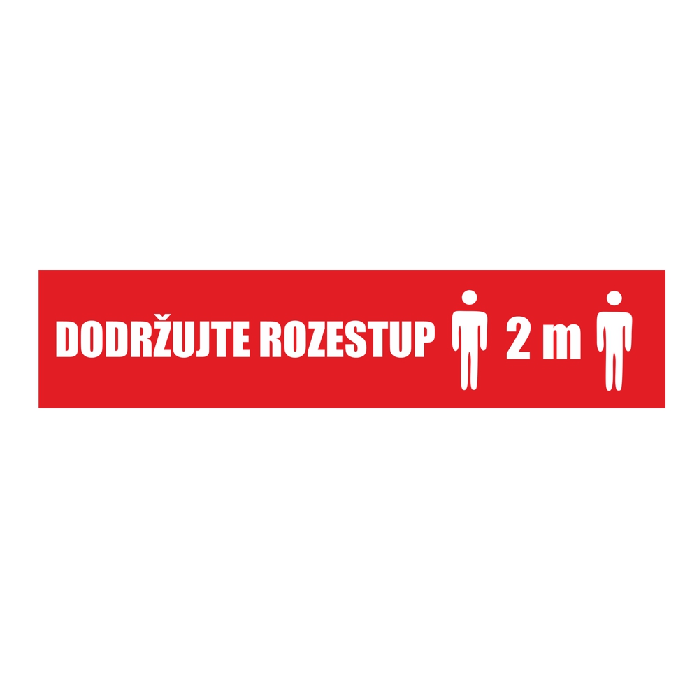 Samolepka dodržujte rozestup 2 m 