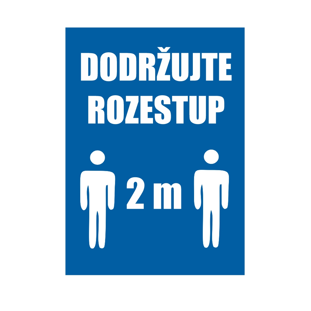 Samolepka dodržujte rozestup 2 m